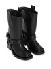 Leather tubular biker boots