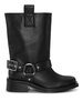 Leather tubular biker boots