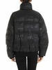 Down jacket with logo prints in black