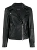 Black leather zipped biker jacket