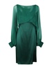 Alberta Ferretti Puff Sleeved Draped Satin Slip Dress