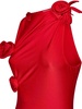 Bright Red Stretch Jersey Flower Asymmetrical