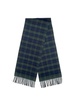 Navy Green Tartan Wool Scarf