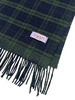 Navy Green Tartan Wool Scarf