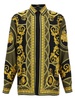 Black and Yellow Shirt with Barocco Print in Silk Man