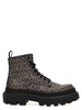 Jacquard Logo Combat Boots Boots, Ankle Boots Gray