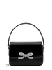 Black Leather Handbag with Crystal Bow