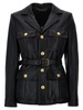 Jewel Button Leather Jacket Casual Jackets, Parka Black