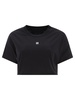 Cropped T-Shirt With Embroidered Logo T-Shirts Black