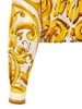 Yellow and White Crop Shirt with Majolica Print and Knot in Cotton Woman