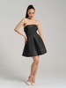 Wild Flower Flared Satin Mini Dress Black