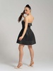 Wild Flower Flared Satin Mini Dress Black