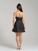 Wild Flower Flared Satin Mini Dress Black