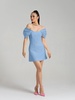 Mirage Crystal Ornament Mini Dress - Light Blue