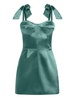 Sweetheart Melody Satin Mini Dress, Green