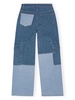 Blue Patchwork Wide-Leg Jeans