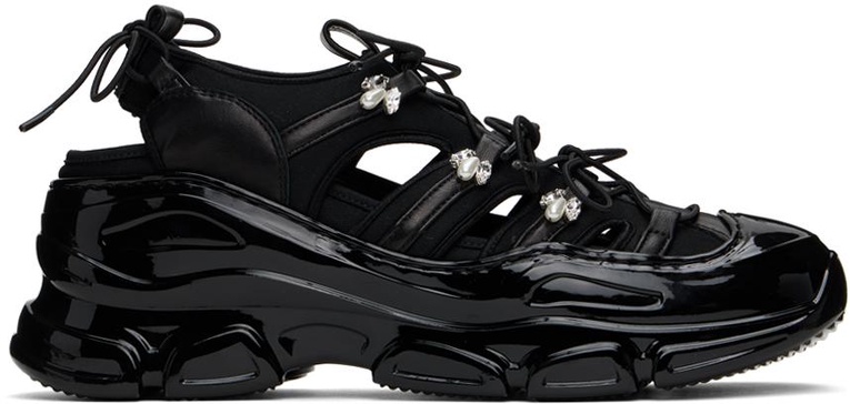 Black Beaded Classic Tracker Sneakers