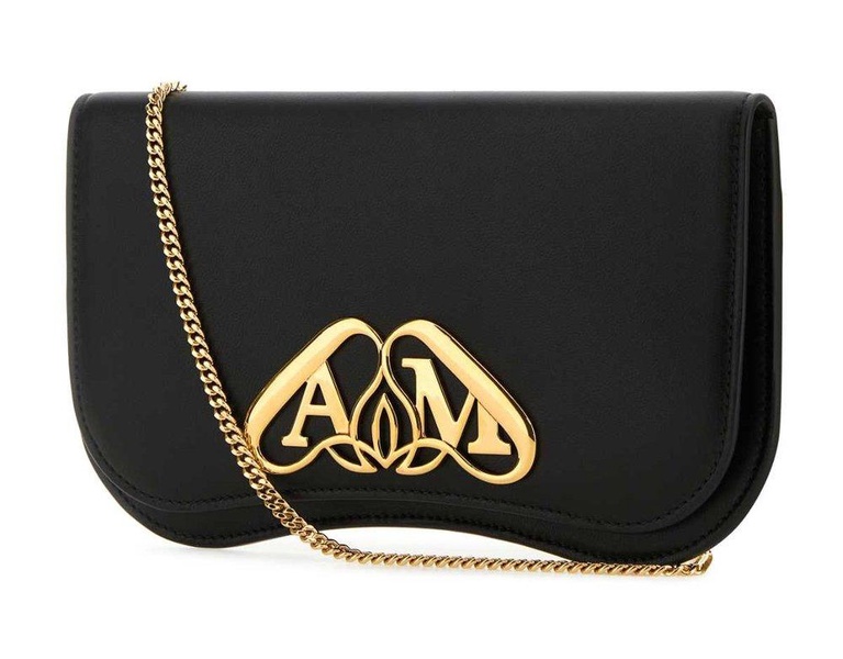 Alexander McQueen Logo Plaque Foldover Crossbody Bag