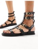 London Rebel studded gladiator sandals in black