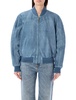 CHLOÉ Light Blue Leather Bomber Jacket for Women - SS24 Collection