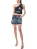 Alessandra Rich Logo Patch Rose Embellished Denim Mini Skirt