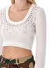 Alessandra Rich Embellished Crewneck Cropped Jumper