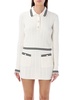 Alessandra Rich Cropped Cable-Knitted Polo Jumper