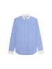 Celine Men Loose Shirt With Reverse Collar In Striped Cotton Sky Blue / Chalk