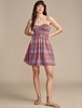 women's plaid smocked sweetheart mini dress