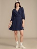 women's long sleeve dot wrap mini dress