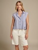 women's bubble hem sleeveless buttondown