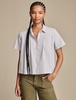 women's pleated button-down shirt