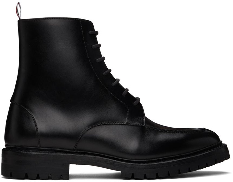 Black Commando Sole Apron Stitch Boots