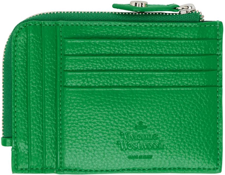 Green Re-Vegan Grain Zip Card Holder