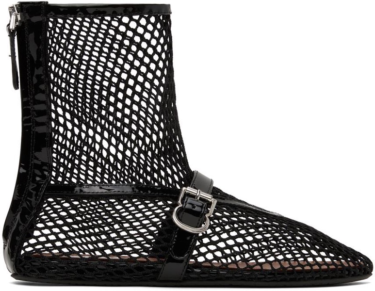 Black Fishnet High Boots