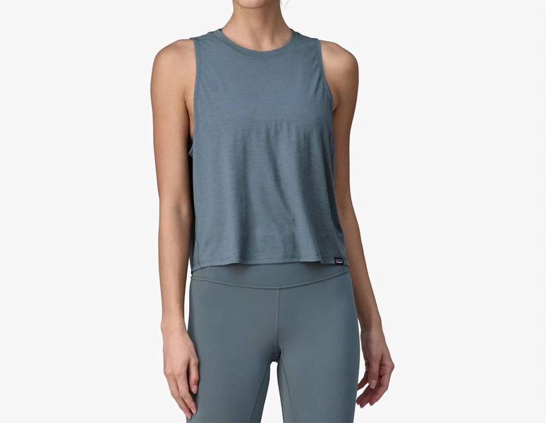 women's capilene cool trail cropped tank top in utility blue