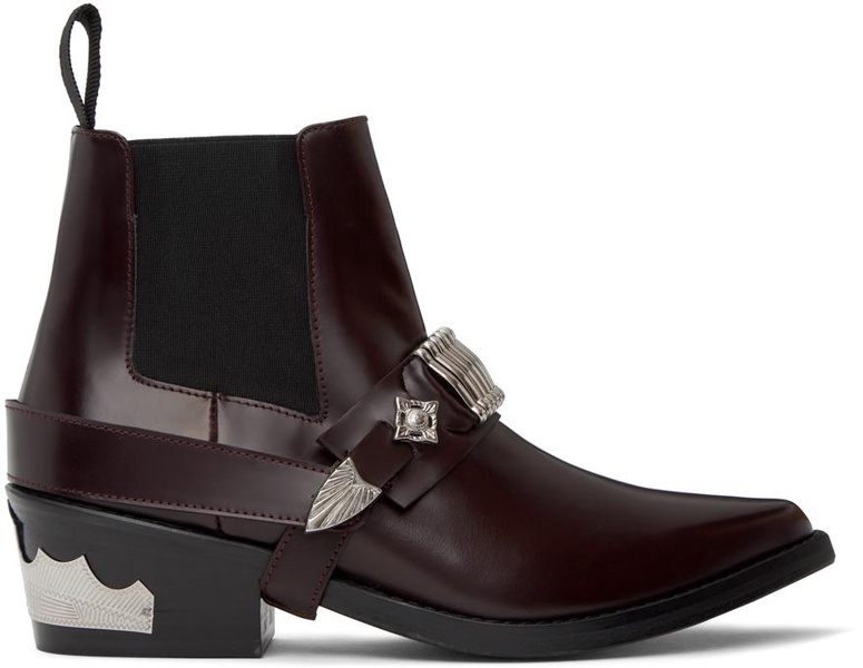 Burgundy Ankle Strap Chelsea Boots