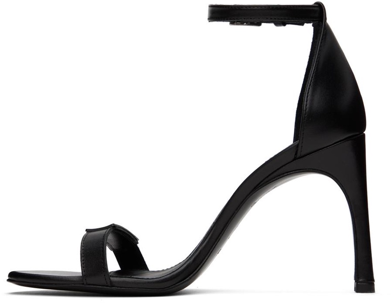 Black Skinny Strap Logo Heeled Sandals