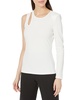 BCBGMAXAZRIA Women's Fitted Top One Long Sleeve Crew Neck Shoulder Cut Out Shirt