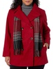 LONDON FOG Women's Plus-Size Double Breasted Peacoat with Scarf