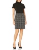 KARL LAGERFELD Women's Mock Neck Sheath Dress with Houndstooth Skirt