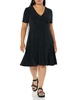 Amazon Essentials Women's Short Sleeve V-Neck Gathered Fit and Flare Dress