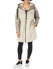 Calvin Klein Women's Faux Wool Mix Coat with Quilted Back and Sleeves Zip Front Hooded Jacket