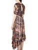 Collina Strada Mix-Print Asymmetric Ruffled Midi Dress