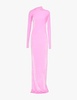 Asymmetric long-sleeve stretch-velour maxi dress