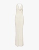 Cowl-neck backless cotton-blend maxi dress