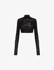 Sequin-embellished turtleneck woven top