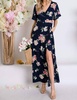 floral wrap maxi dress in navy