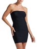 two-faced tech control strapless slip dress in black