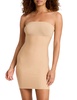 two-faced tech control strapless slip dress in nude